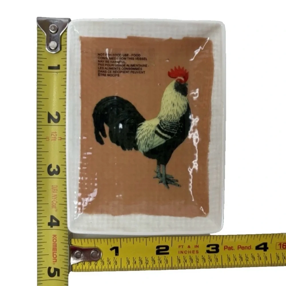 Ashland Trinket Mini Dish Tray Rooster Chicken Hen Farmhouse Country Decor Brown